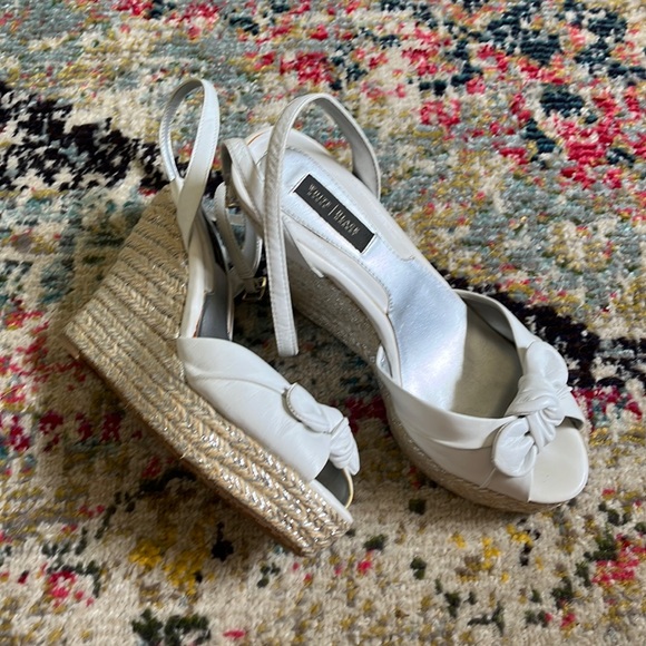 White House Black Market Shoes - whbm white bow espadrille wedges